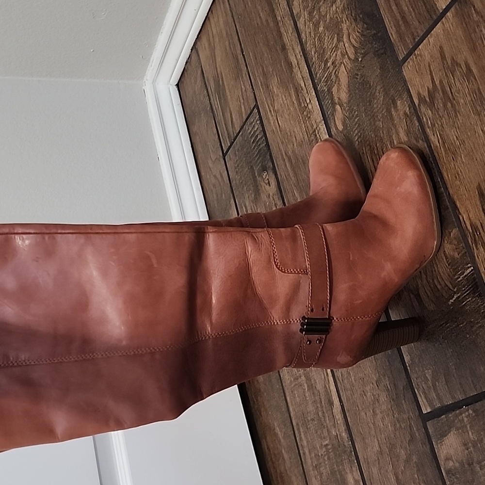 Enzo Angiolini Women’s Easumilo Brown Leather Tall Riding Boots Size 7.5